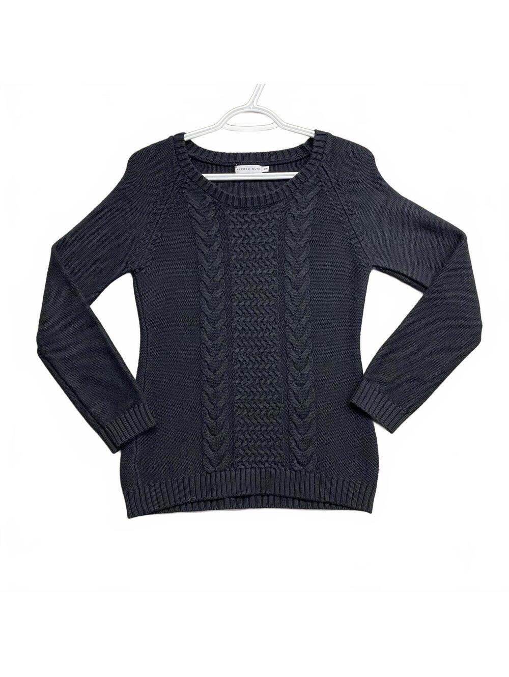 Alfred Sung Black Cable Knit Sweater Quiet Luxury China Women's Size Medium